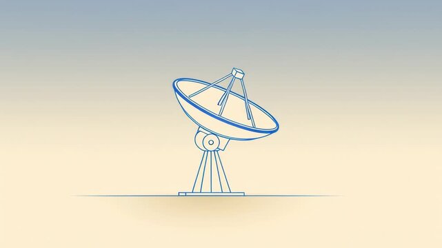 Satelite dishes rotate in different directions to receive signals from space. This takes place in a clear sky setting with no clouds or obstructions