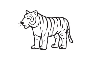 Fototapeta premium Tiger icon silhouette on white background.