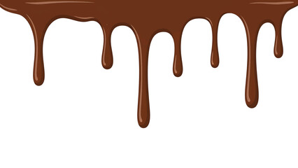 A seamless vector illustration featuring melted brown liquid dripping down, isolated on a clean white background