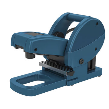 Blue hole punch machine isolated view on transparent background