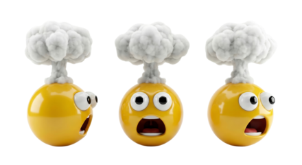 Shocked Emoji Faces with Explosion Cloud - Set of Three