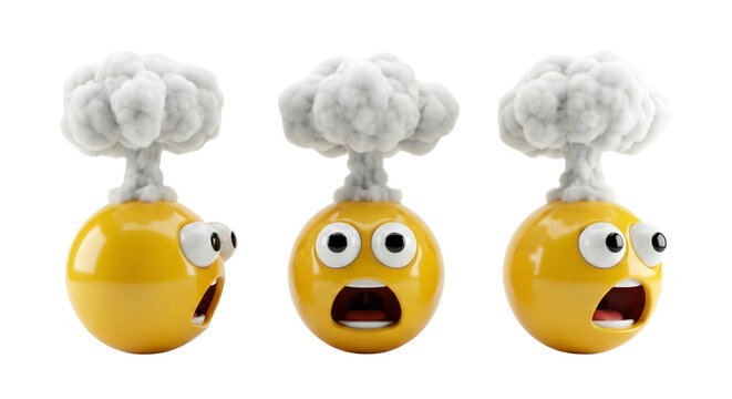 Shocked Emoji Faces with Explosion Cloud - Set of Three