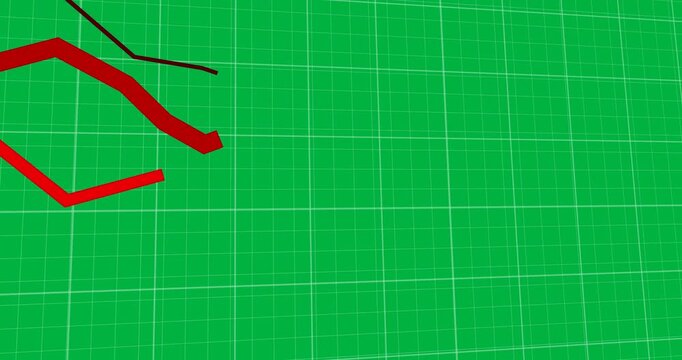 Animation of red arrows decreasing over a black and white grid