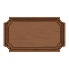 Ornate wooden sign with decorative frame and detailed molding on transparent background