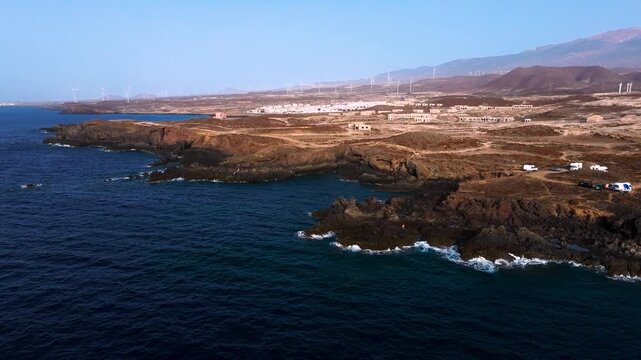 Dawn over Abades village on Arico's volcanic coast in Canary Islands