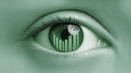 Eye Reflecting Financial Success with Graphical Representation in Green Tones for Business and Investment Themes