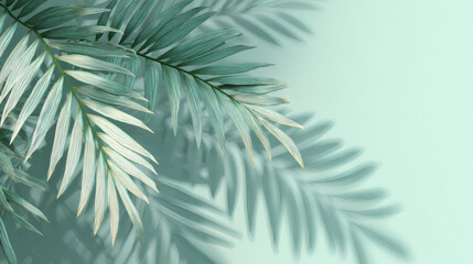 Palm Leaf on Light Green Background