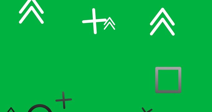 Animated grey shapes move endlessly upwards on a white background.