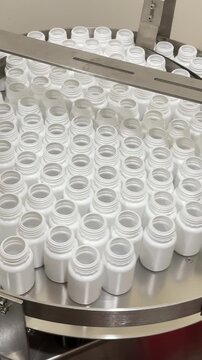 Plastic Bottles on Automated Production Line in Manufacturing Factory