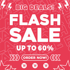 Mega Flash Sale Up To 10-90% Off Big Deals. Ultimate clearance promo banner on red background. Crazy discount vector illustration.