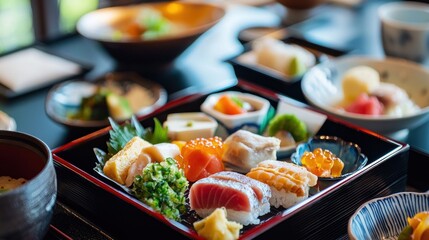 Variety of food dishes on a table