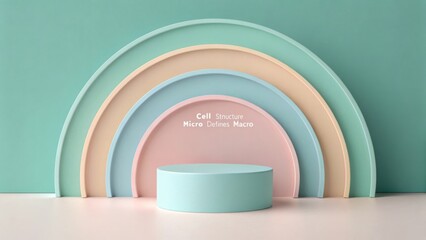 Abstract geometric composition with pastel colored arches and circles on a light background creating a serene ambiance