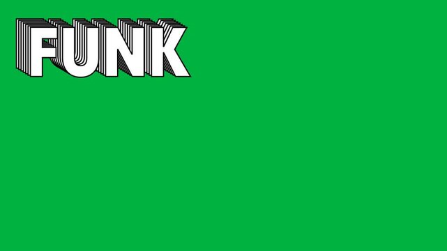Animation of funk text in white letters on white background