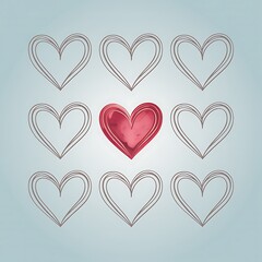 Central heart surrounded by sketched hearts