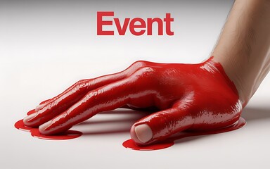 Hand covered in red paint