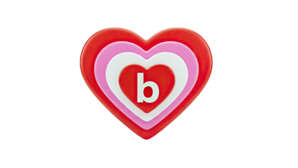 Concentric Hearts with Letter B