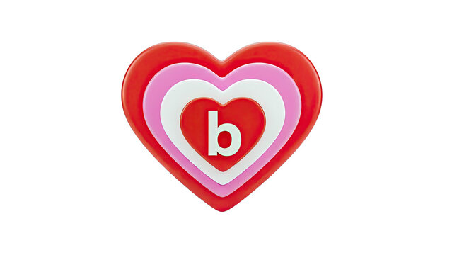 Concentric Hearts with Letter B