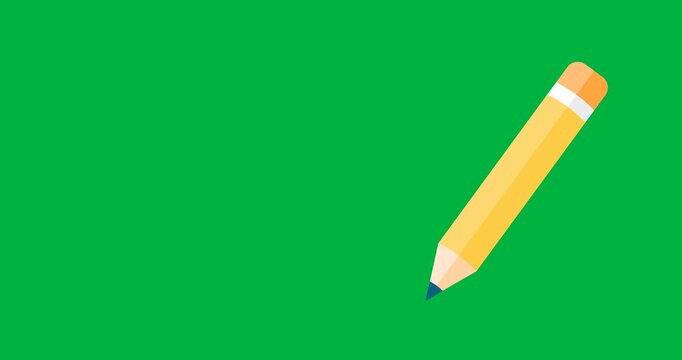 Digital animation of yellow pencil icon against black background