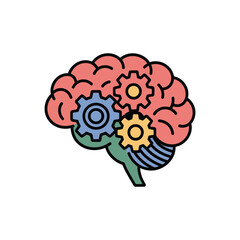 Brain With Colorful Gears Icon