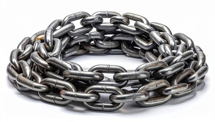 photograph of a coiled iron chain