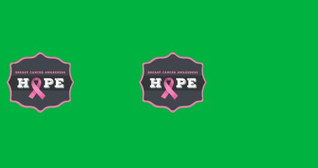 Breast cancer awareness hope text banner with pink ribbon icon against black background