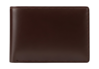 Genuine Tan Leather Bifold Wallet Isolated on Transparent PNG Background.