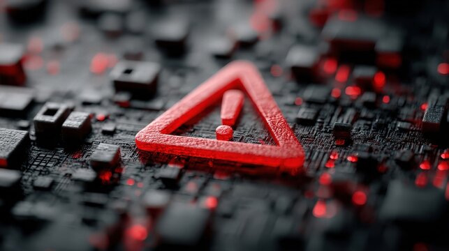 Warning alert icon showing a hacked system with symbols of cybersecurity threats and digital data compromises - Powered by Adobe
