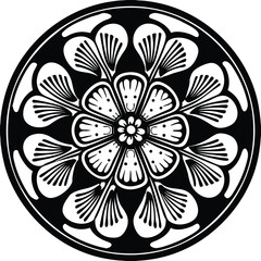 Abstract black and white floral background with decorative flower vector design