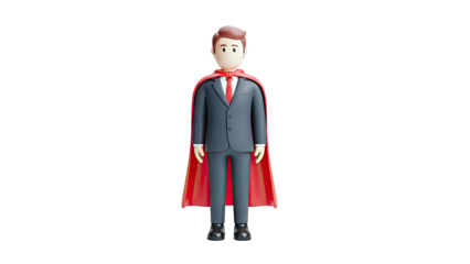3D Cartoon Businessman with Red Cape
