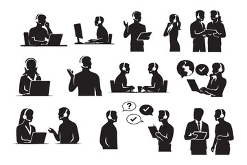 Customer Support Silhouettes
Call Center People Silhouette Set
Support Team Headset Silhouettes
