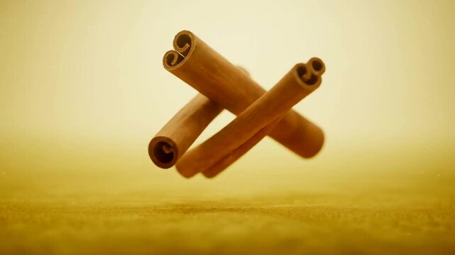 Cinnamon Sticks Floating in Air.