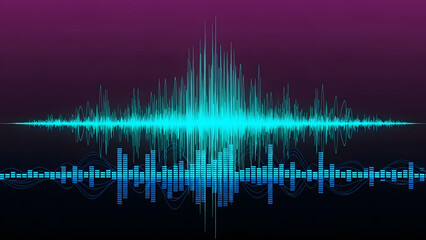 Vibrant digital audio waveform visualization on computer screen technology