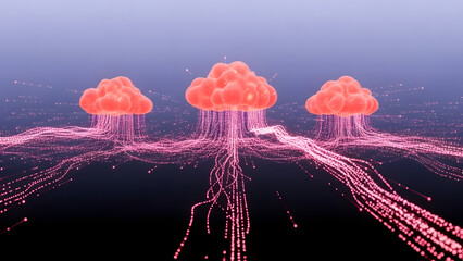 Futuristic computer network visualization with glowing nodes and connections