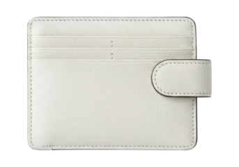 Vintage Style Tan Leather White Wallet with a Snap Closure Isolated on Transparent PNG Background.