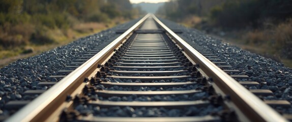 Railway tracks stretching into the distance on a sunny day