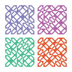 Collection of colorful geometric simple seamless patterns - bright symmetric textures. Vector repeatable minimalistic backgrounds. 
