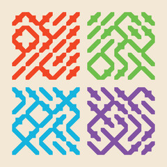 Collection of colorful geometric simple seamless patterns - bright symmetric textures. Vector repeatable minimalistic backgrounds. 
