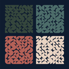 Collection of colorful geometric simple seamless patterns - bright symmetric textures. Vector repeatable minimalistic backgrounds. 
