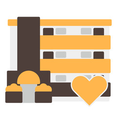 シンプルなマンションのアイコン+ハート