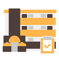 シンプルなマンションのアイコン+クリップボード