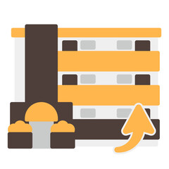 シンプルなマンションのアイコン+上昇矢印