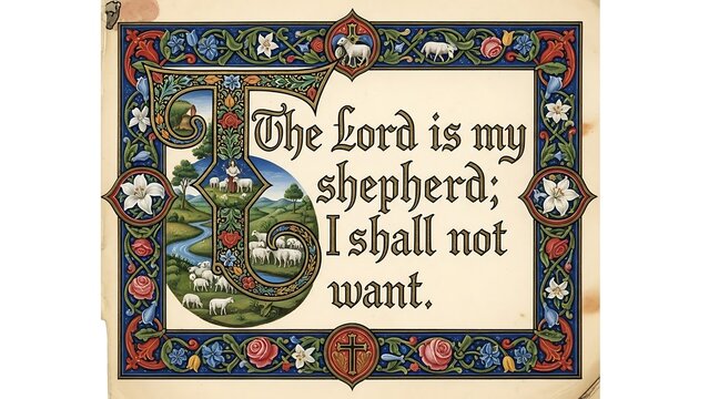 Psalm 23 inspirational religious art.