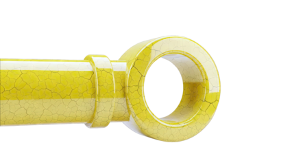 Yellow pipe with cracked texture