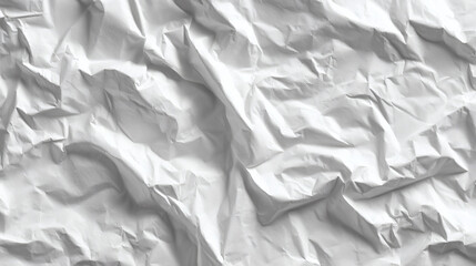 Crumpled White Paper with Folds