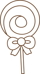 An icon of candy with a bow tied on it.