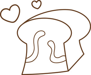 The bread and coffee icon has a heart shape.