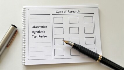 Research Cycle Diagram Notebook for Hypothesis Observation Test Revision in Scientific Study Process