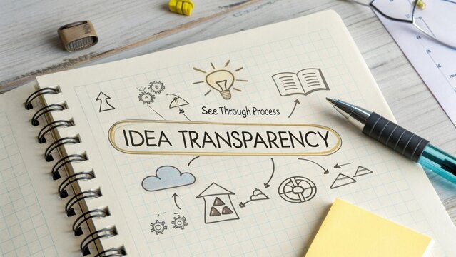 Concept of Idea Transparency with Illustrations on Notebook Page for Creative Brainstorming and Planning Activities
