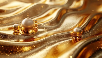 Luxurious gold and pearl abstract background with flowing waves