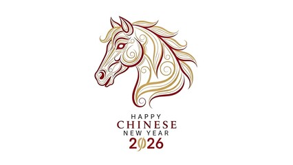 Happy Chinese New Year 2026 Year of the Horse ornate design.